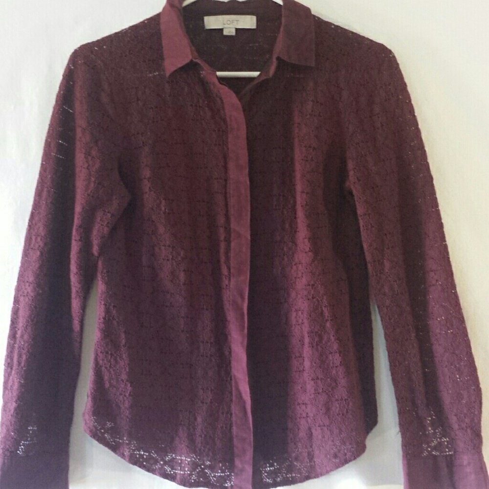 LOFT BURGANDY BUTTONDOWN